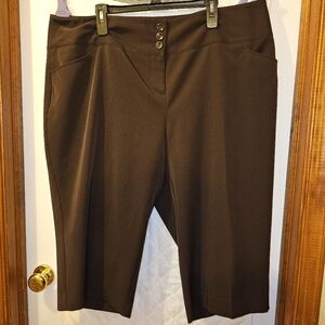 24 Fashion Bug Brown Crop Capris Dress Pants